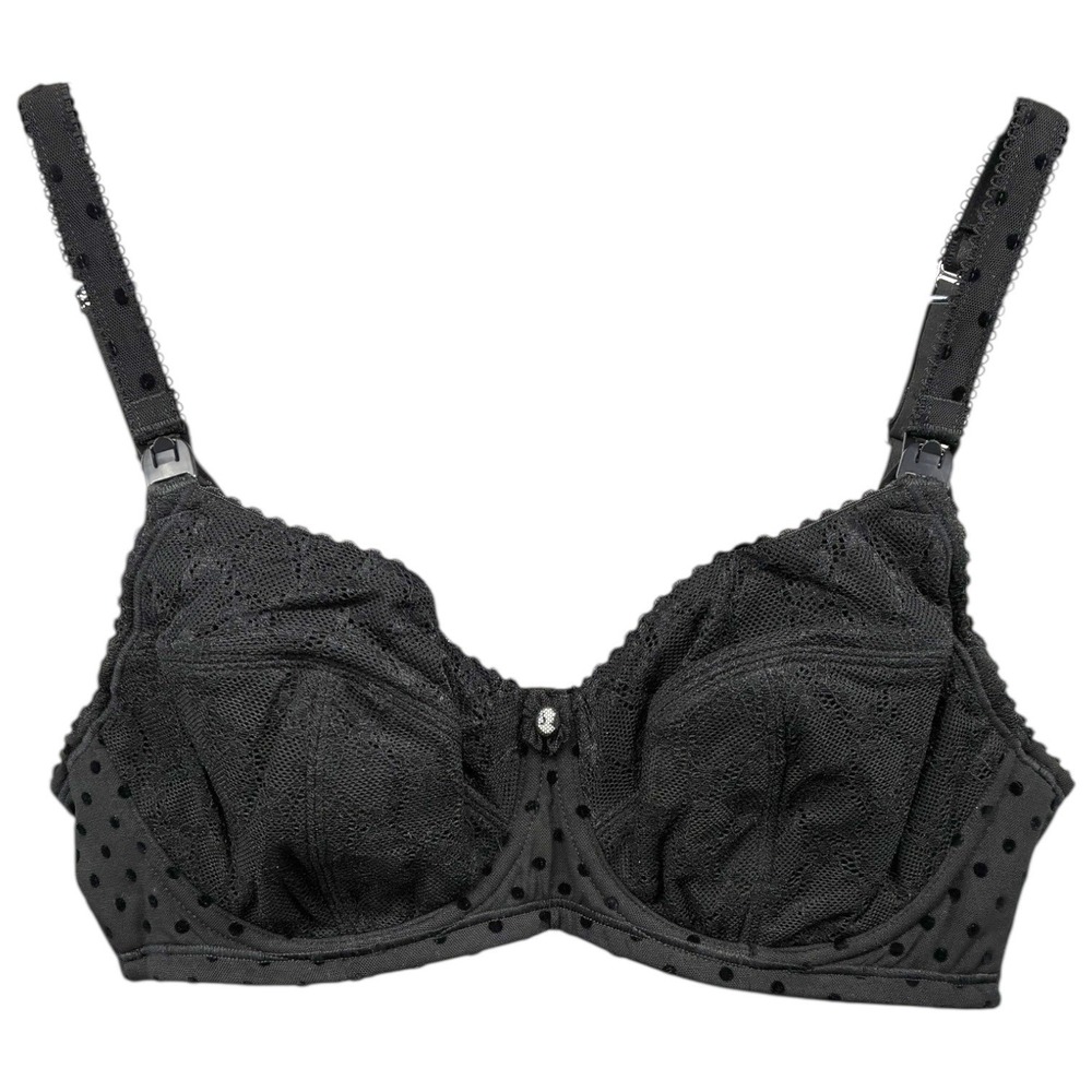 Cake Lingerie Black Maternity‎ Nursing Bra Polka Dot Lace Underwire 34DD 34E